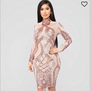 Fashionova Pink Sequin Midi Dress